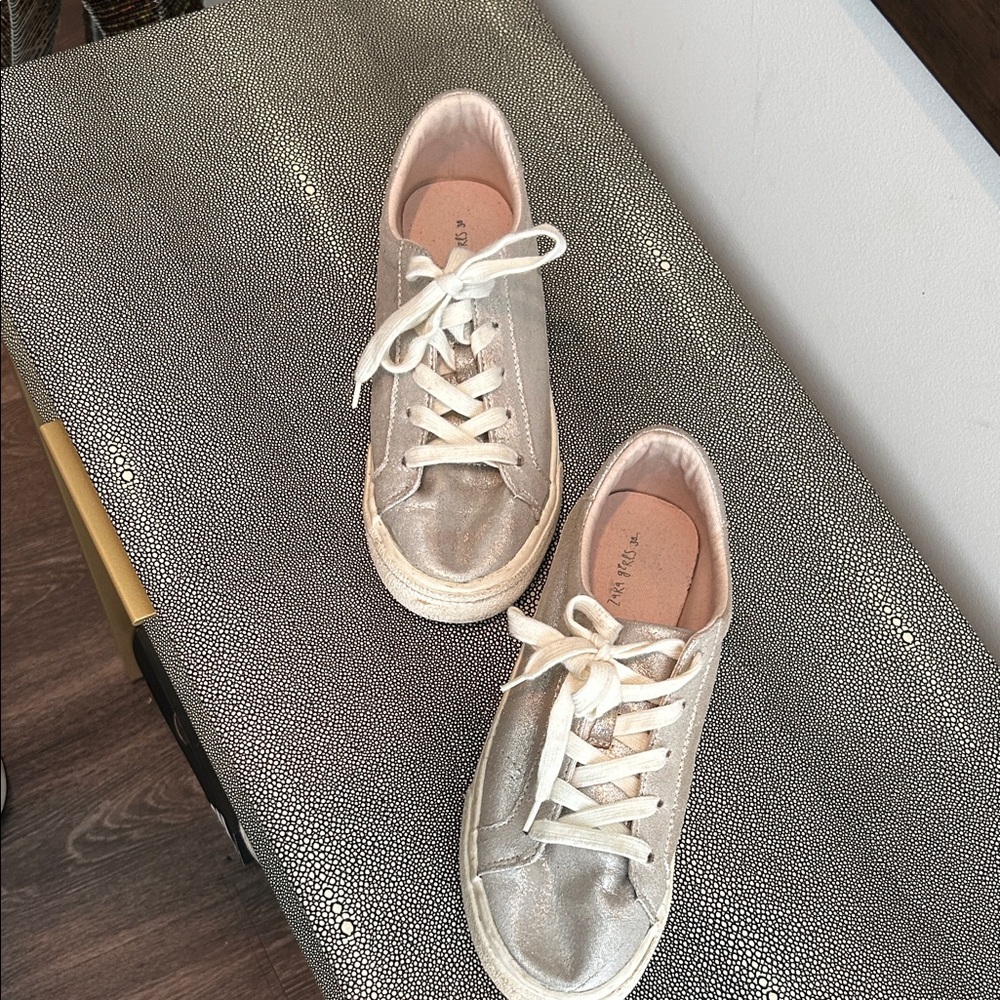 Zara Silver and Cream Women's Sneakers